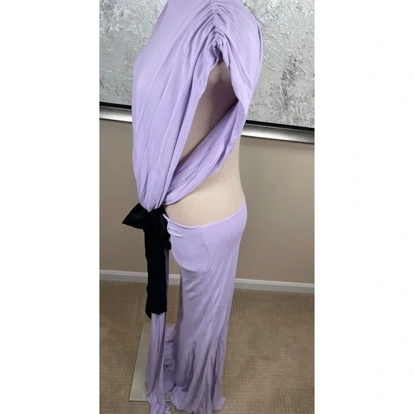 Helsa Constantina Bow Cutout Ruched Draped Jersey Maxi Dress Sz L -  thefunkyskunk.ie